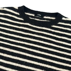Line The‎ Label Black White Striped Crewneck Sweater Women's M/L Classic Knit